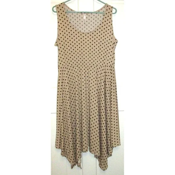 NY Collection | Dresses | Ny Collection Womens Beige Black Polka Dot  Sleeveless Shift Dress Size L | Poshmark